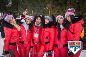 MLK Ski Weekend 2017 Black Ski Weekend event ambassadors red ski suits hats winter tongue out (2)